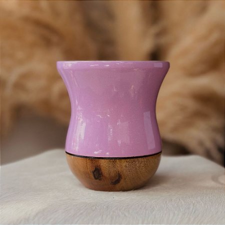 Cuia Madeira Bicolor Rosa c/ Glitter