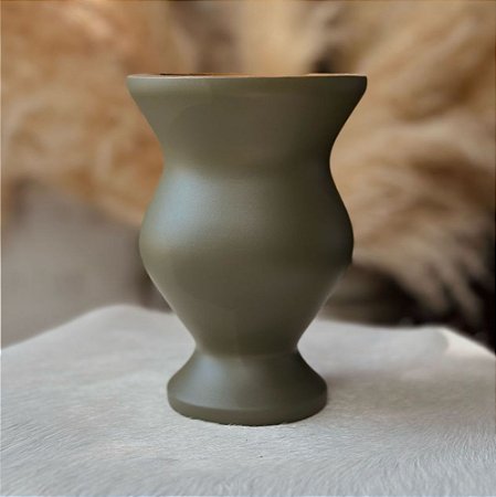 Cuia Madeira com Pé Verde Fosco