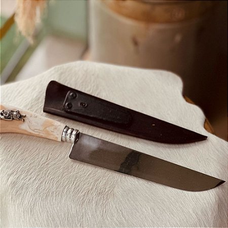 Faca Cascavel Inox 8" Gaucho Mesclada Bege c/Bainha