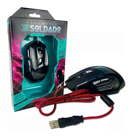 Mouse Optico Gamer X Soldado 3000 Dpi Usb Gm-700 Preto Led