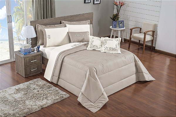 Kit Splendore Dupla Face Queen 9 Peças 100% Algodão