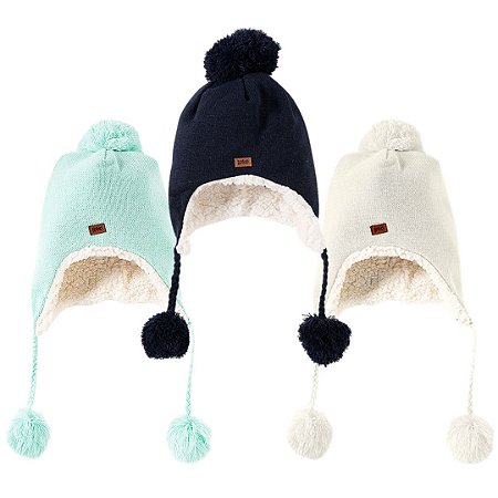 Gorro Tricot com Pompom com Cordão