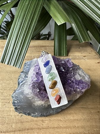 Colar Selenita com 7 Chakras | Cristal de Limpeza, Meditação e Paz