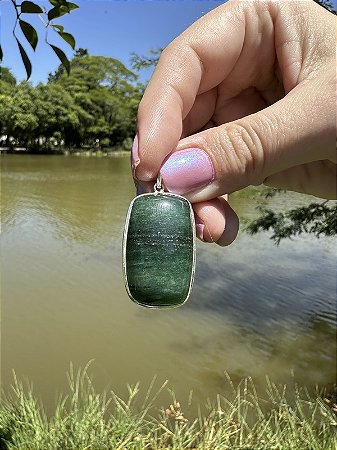 Pingente Quartzo Verde  | Cristal de Saúde e Humildade - Prata 925