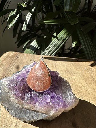 Pingente Pedra do Sol  | Cristal de Prosperidade, Harmonia e Alegria - Prata 925