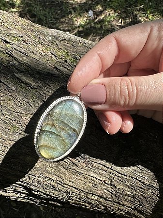 Pingente Labradorita | Cristal de Conexão Espiritual Profunda - Prata 925