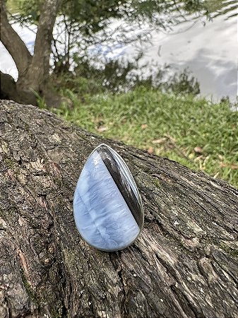 Anel Ajustável Opala Azul de Owyhee - Prata 925 | Cristal de Calma e Equilíbrio