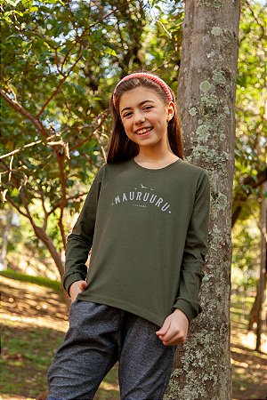 Camiseta manga longa Liberdade - Verde Musgo - Kids