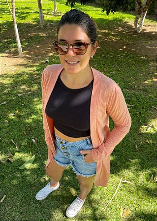 Cardigan Tiaka Botonê Salmão