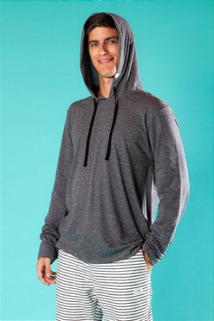 Camiseta Manga Longa Capuz Hau Botonê Eco - Grafite