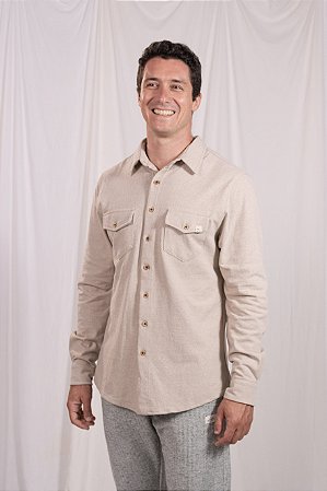 Camisa Rústica Lisa Unissex  - Caqui