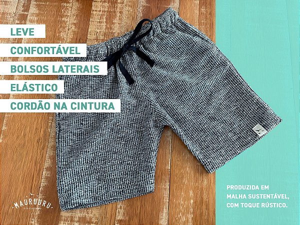 Bermuda Rústica Koa Kids - Preto e Branco