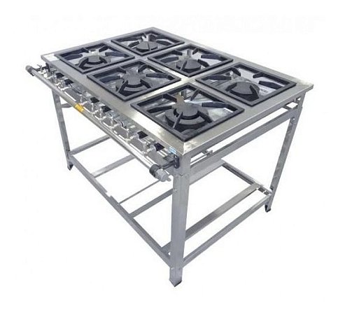 Fogão Industrial Inox 6 Queimadores Baixa Pressão VENÂNCIO EI6