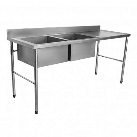 Pia Total Inox 1,90x70cm Com Duas Cubas Lado Esquerdo PIA-190X70-2CE