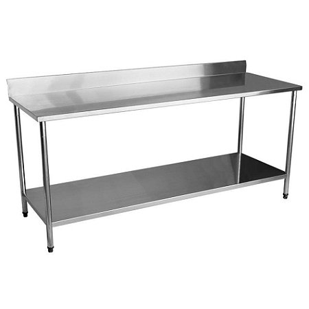 Mesa Total Inox Com Paneleiro e Espelho DC 2,00x70x90cm