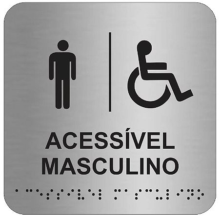 Placa - WC Acessível Masculino Aluminio Braille - ABNT NBR 9050