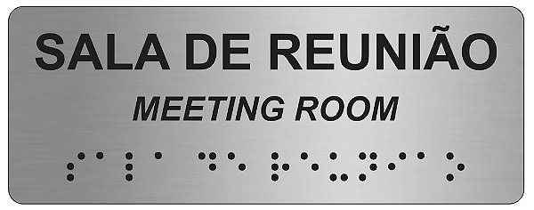 Placa - Sala de Reunião Aluminio Braille - ABNT NBR 9050