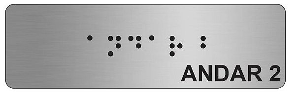 Placa - Andar 2 - Aluminio Braille - ABNT NBR 9050