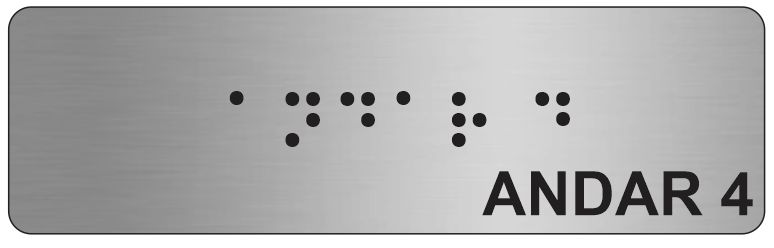 Placa - Andar 4 - Aluminio Braille - ABNT NBR 9050