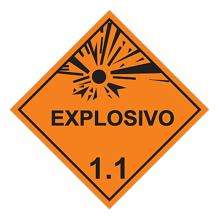 Placa Explosivo 1.1 Emergências Químicas Veiculo Transporte