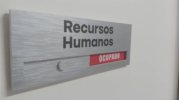 Placa - Livre / Ocupado Personalizada Acabamento Escovado 18x7cm