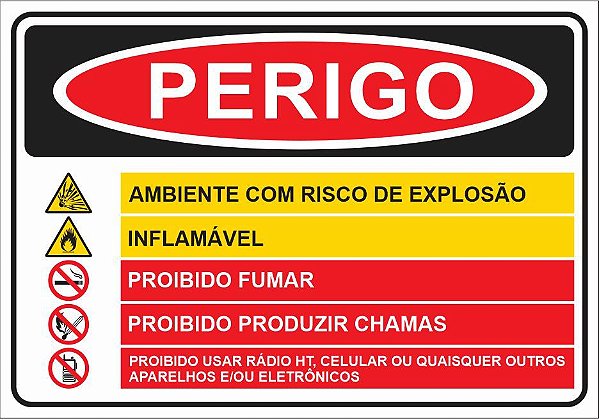 Placa - PERIGO - Risco - Proibido Chamas