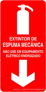 Placa Fotoluminescente - Extintor de Incêndio - Carga de Espuma Mecânica