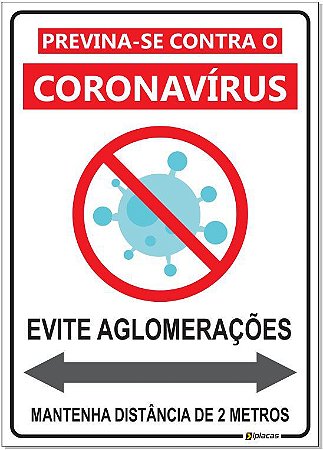 Placa - Previna-se Contra o Coronavírus - Evite Aglomerações