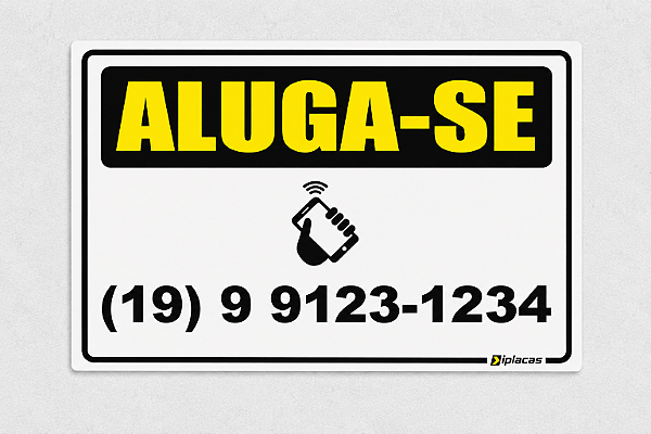 Placa Aluga-se Preto e Amarelo