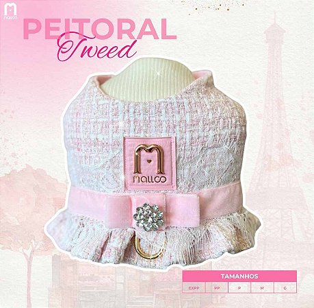 Peitoral Tweed Rosa BB