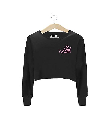 cropped moletom manga longa