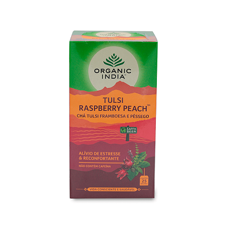 Chá Tulsi Framboesa e Pêssego Organic India 47,5g