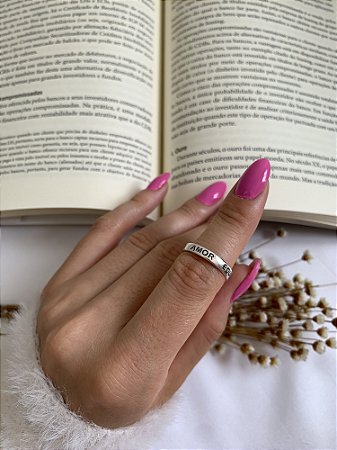 Anel em Prata Grafado AMOR, PAZ, EQUILÍBRIO, FORÇA