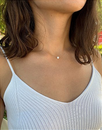Colar de nylon com pingente ponto de luz em Prata 925