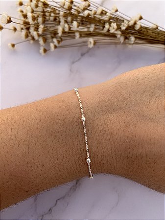 Pulseira bolinhas e corrente em Prata 925