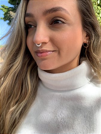 Piercing Torção em Prata Mandala Cravejada 2 Fileiras de Zircônias