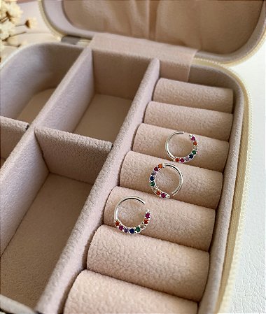 Piercing Torção em Prata Cravejado Rainbow