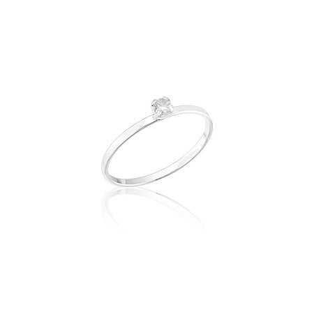 Anel Solitário Zircônia 2,5mm em Prata 925