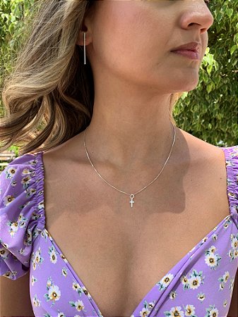 Pingente Mini Cruz em Prata 925