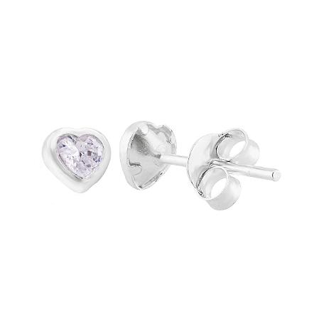 Brinco de coração zircônia cristal 5mm Prata 925