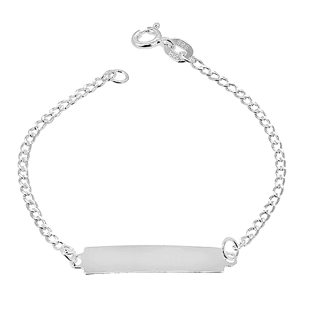 Pulseira Infantil 13,5cm com plaquinha Prata 925