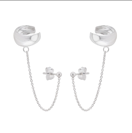 Brinco de bolinha com piercing fake Prata 925