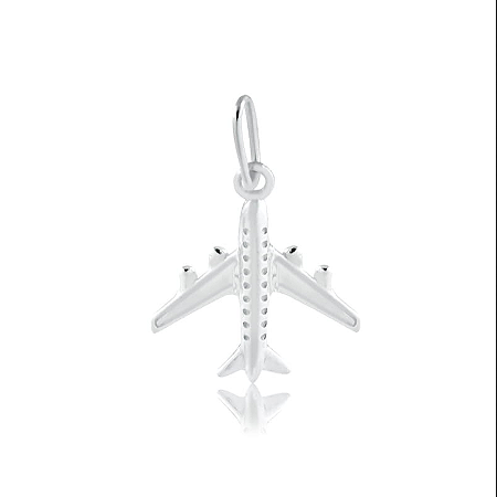 Pingente avião 3D em Prata 925