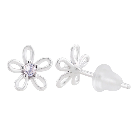 Brinco flor cristal Prata 925