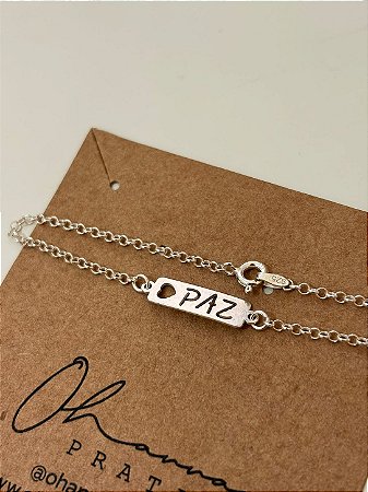 Pulseira Plaquinha Paz Prata 925
