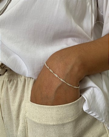 Pulseira de Prata Singapura Tradicional