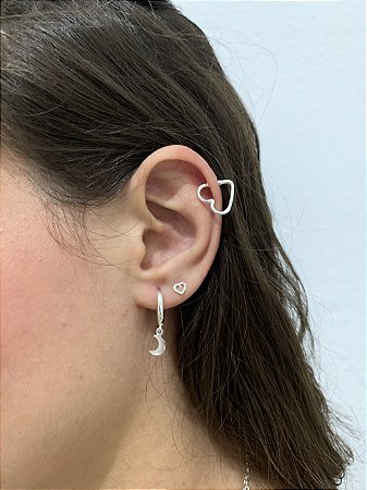 Piercing fake coração em Prata 925