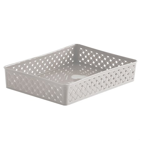 Cesto Organizador Rattan 34 X 25 X 6,5 - Cod:824Creme