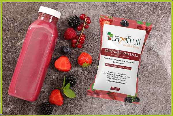 Polpa de Frutas Vermelhas - 5 unidades de 100 gramas.