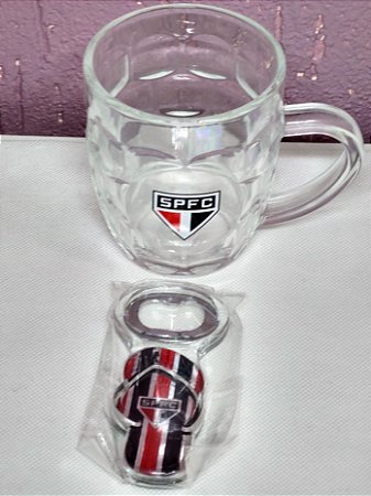 Kit Caneca de Vidro e Chaveiro Abridor 310ml - Sao Paulo